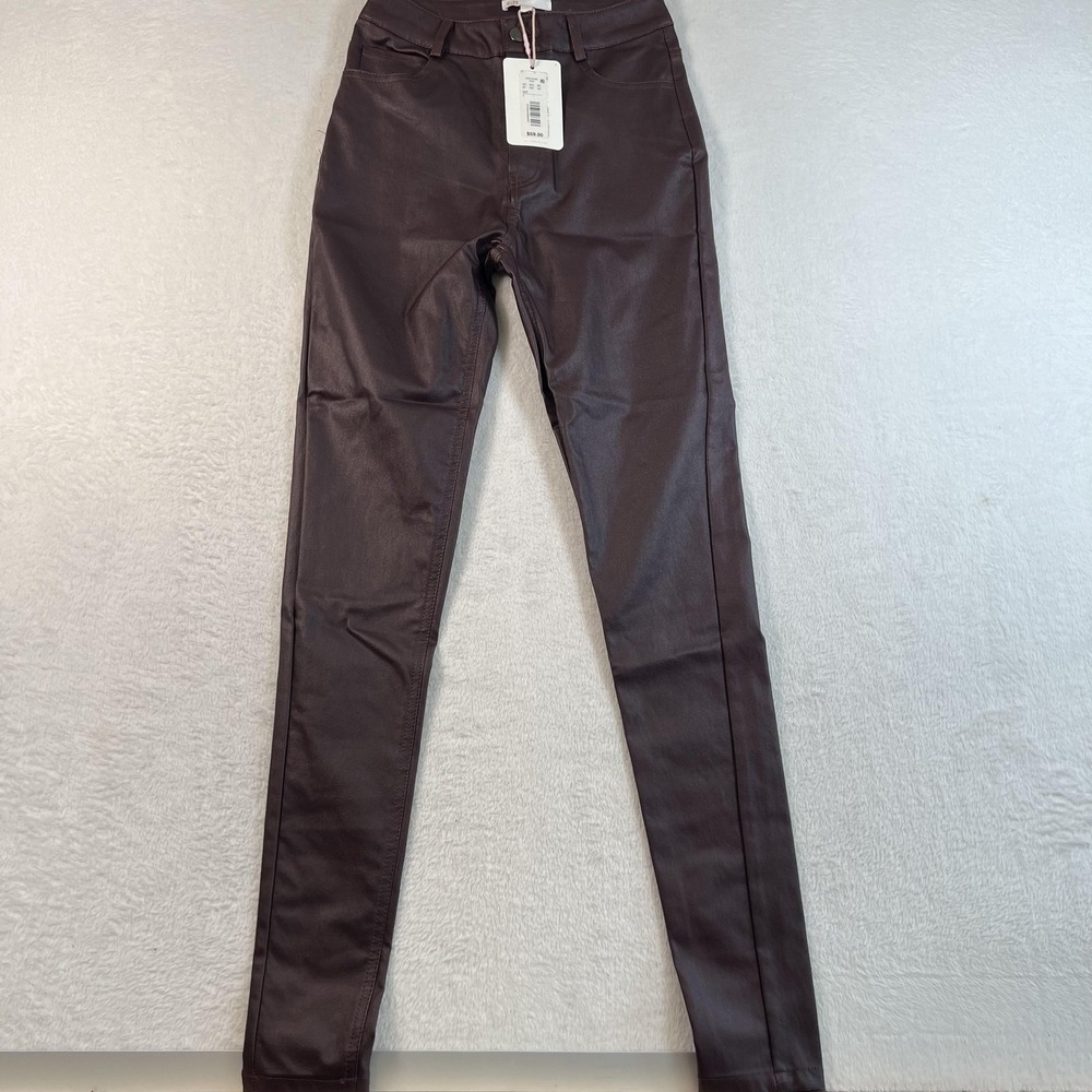 GB Pants Teens 1 Red Coated Jegging Slim Stretch Metallic Twill Casual